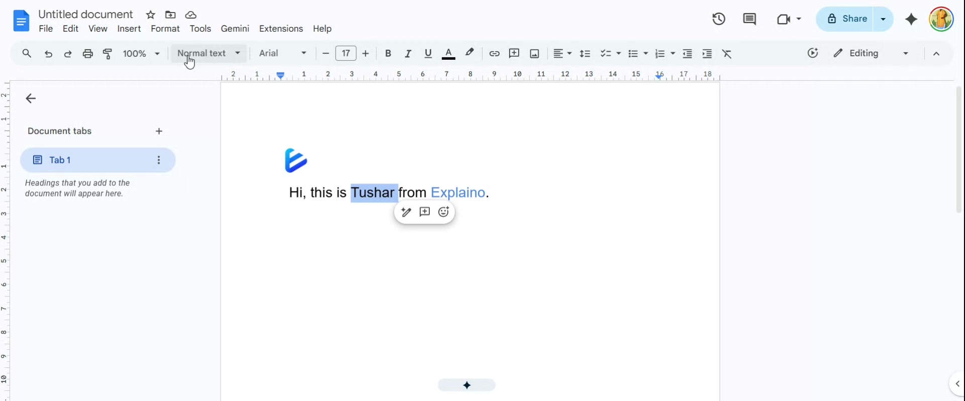 Step 2: From the dropdown menu, hover over Text to reveal more formatting options.