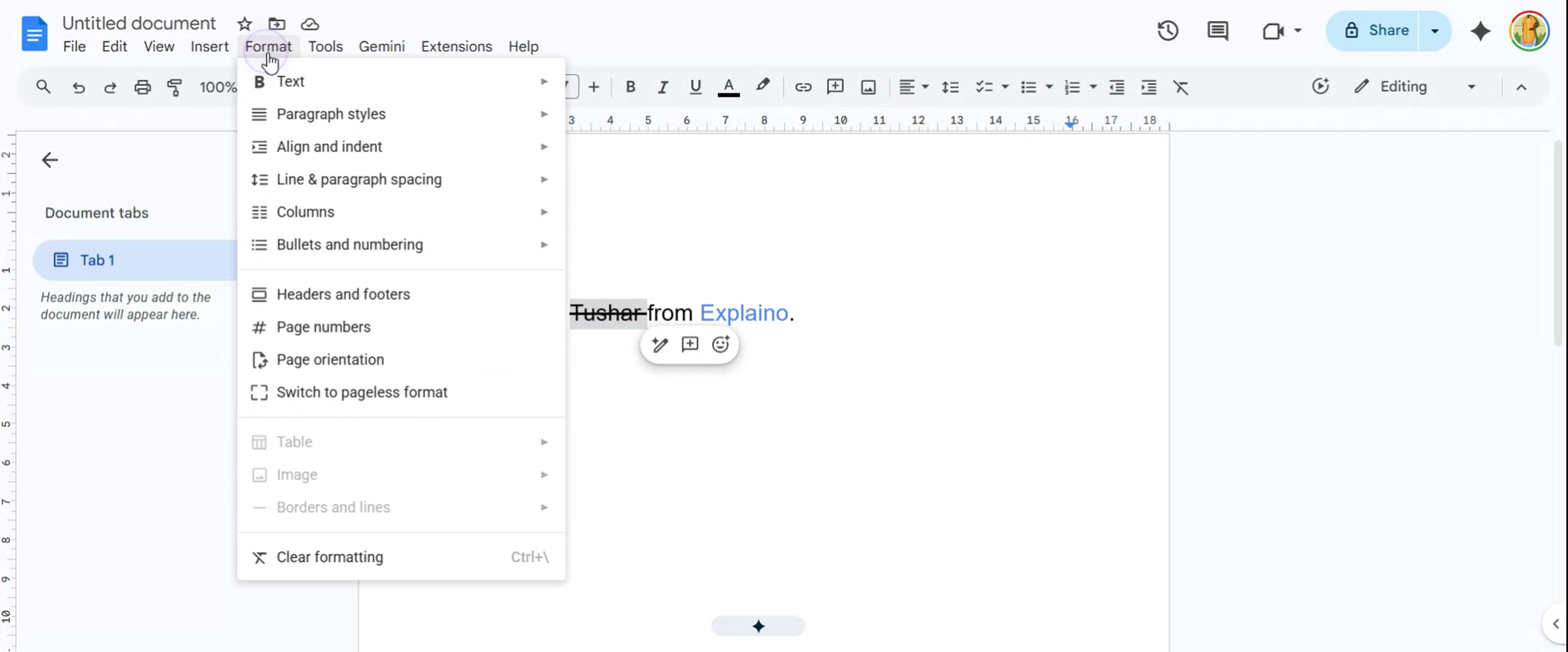 Step 4: Click over Text once more, and then repeat the process, clicking on Strike-through again to remove the form…